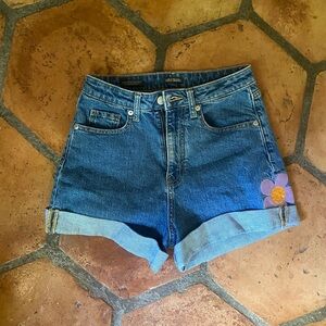 Wild Fable Blue Jean Shorts with Purple Floral Accent